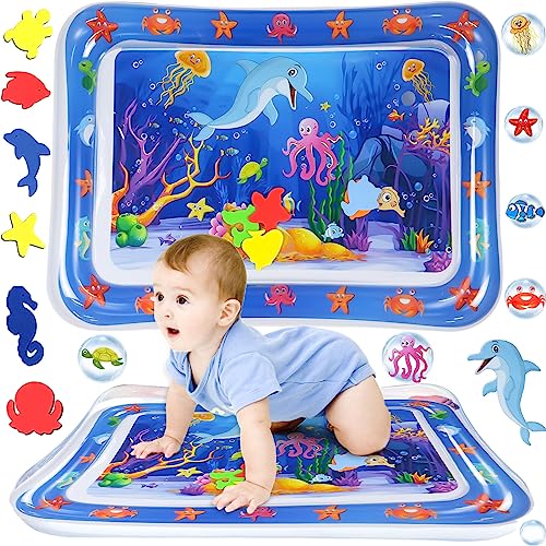 ENCOUN Wassermatte Baby, Wasserspielmatte Baby Spielzeug ab 3 6 9 Monaten, 65 x 50 cm Aufblasbare Wassermatte Sensorisches Spielzeug, Baby Sensorisches Entwicklung Ausbildung, ChongQiShuiDian