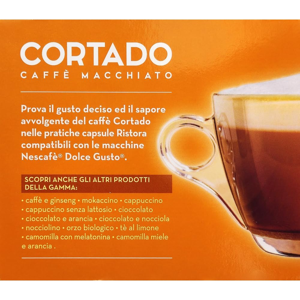 Ristora - 160 Cápsulas compatibles con Dolce Gusto, preparadas para bebidas con sabor a cortado, café Macchiato originales