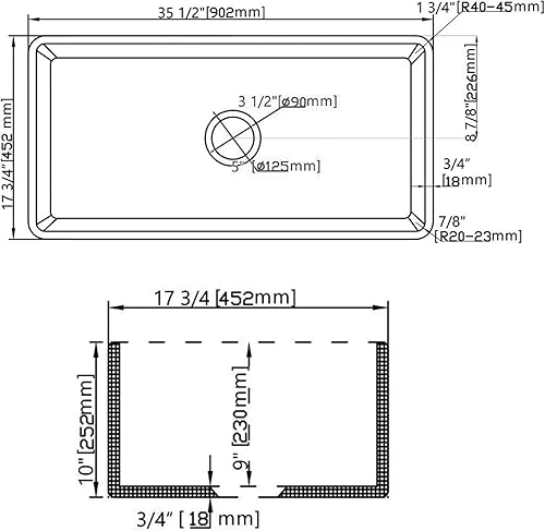 Miniatura 7 de CASAINC Fregadero de cocina de 36 pulgadas, color negro, delantal - Fregadero de granja frontal, cuenco individual profundo, fregadero de granja de