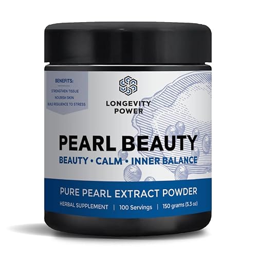 Longevity Power Pearl Beauty, Extracto de hidroetanol 101 de perlas hidrolizadas de Akoya Oyster Sea Pearl, piel, intestino y tejido, 100 porciones, disponible en Yaxa Colombia