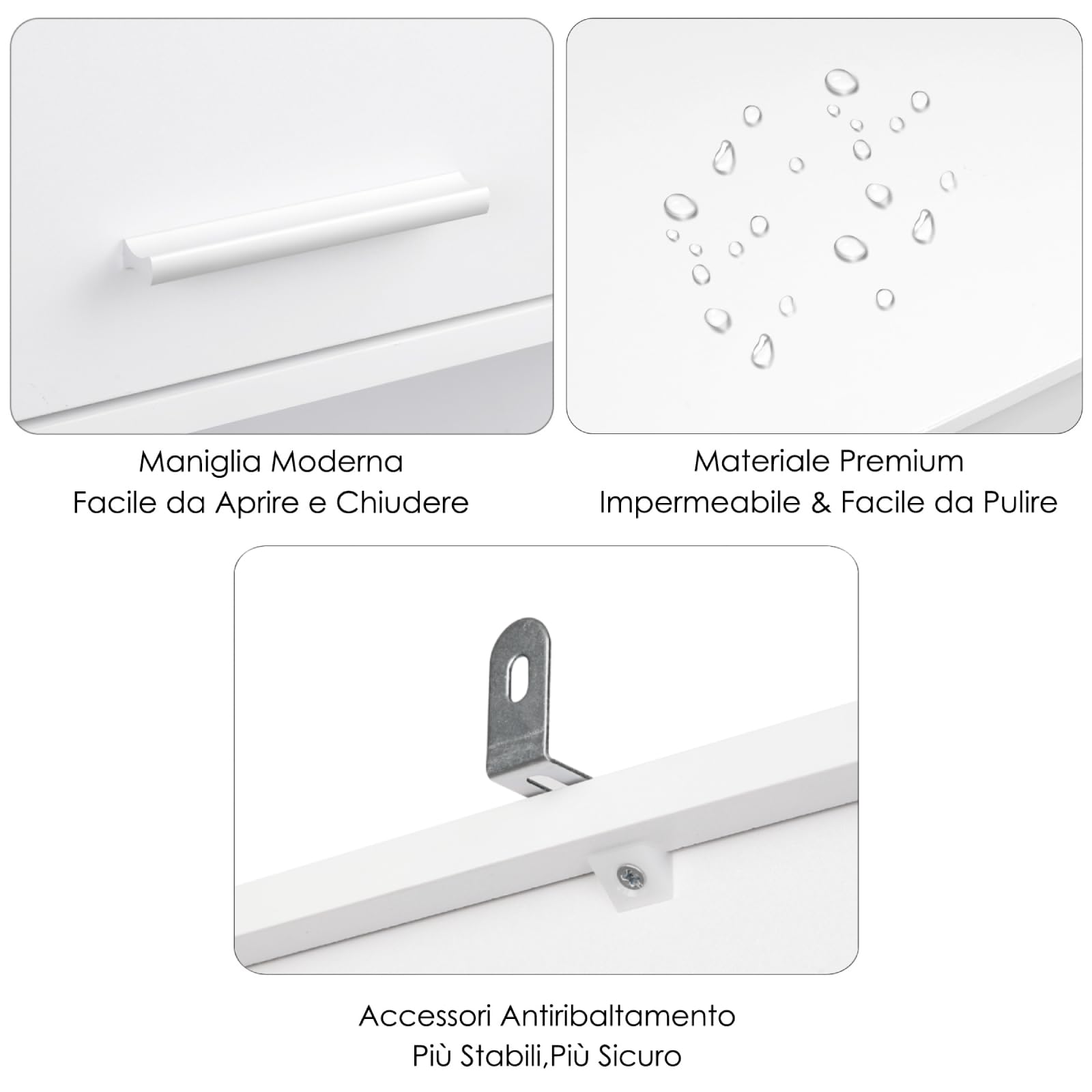 FirFurd Colonna Bagno,Mobile Bagno Alto con 4 Ante e Vani Apert Bianco | Colonna Bagno da Terra,Mobiletto Portaoggetti con Ripiani Regolabili/Rimovibili,per Soggiorno, Camera, Cucina,180.5x60x40cm