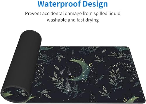 Miniatura 6 de Alfombrilla de mouse grande para juegos con diseño bohemio y negro con diseño de luna mágica XL extendida alfombrilla de escritorio completa base de