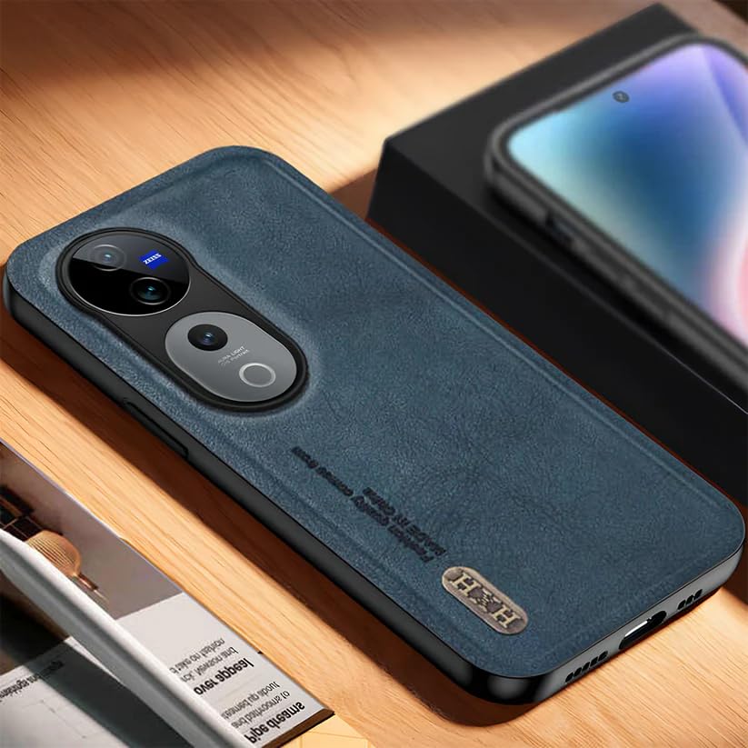 Image of Cover Compatible with Vivo V40 Pro 5G Skin Feel Shockproof Magnetic Phone PU Leather Case | Shockproof | Precision Fit & Secure Grip | Luxury Protective Back Cover (Blue)
