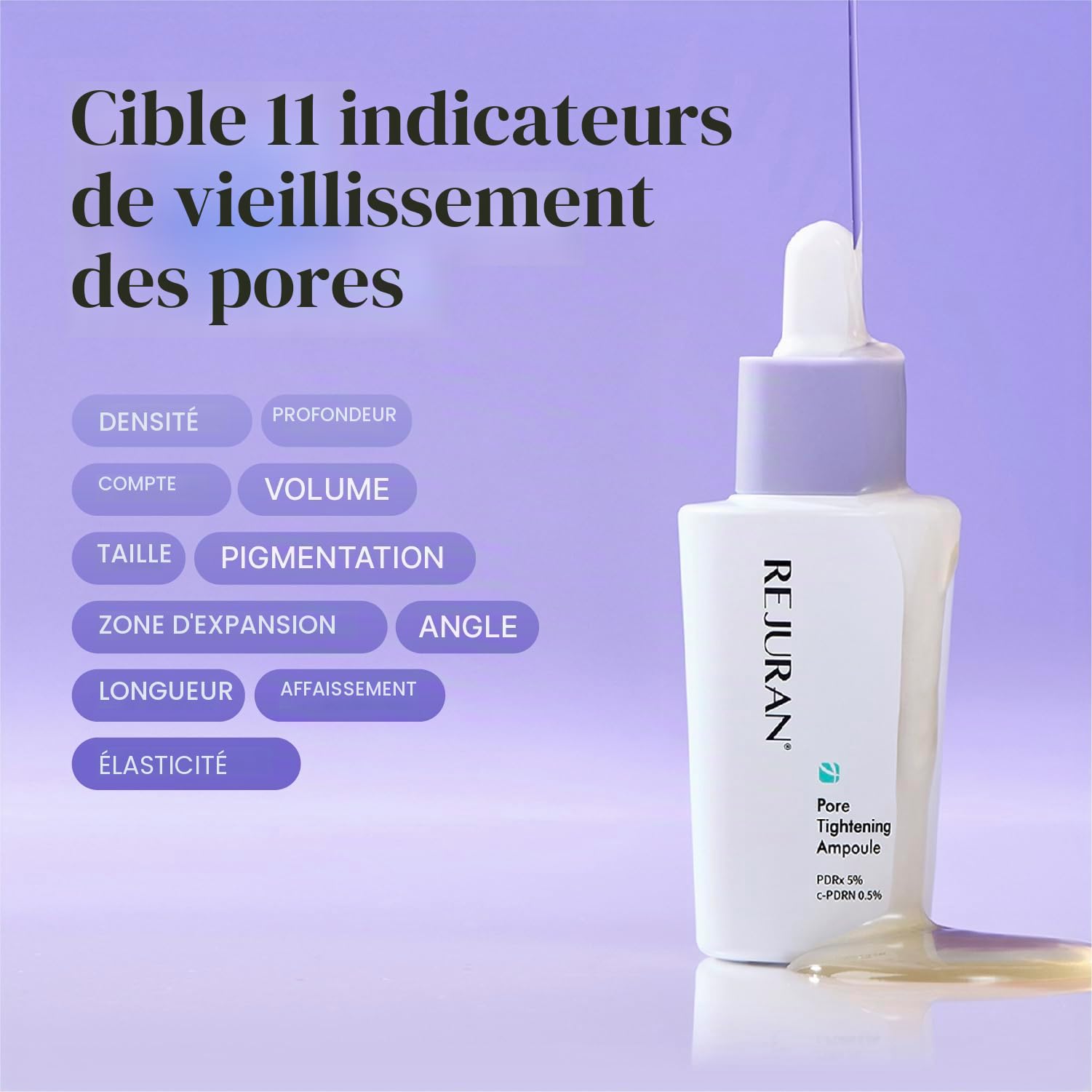 REJURAN Ampoule Resserrant Les Pores Pdrx 5% & C Pdrn 0,5% Sérum Visage Aux Aha/Pha/Bha/Lha Et À L'Hamamélis. Aide À Affiner L'Apparence Des Pores. 30 Ml (1 Unité)