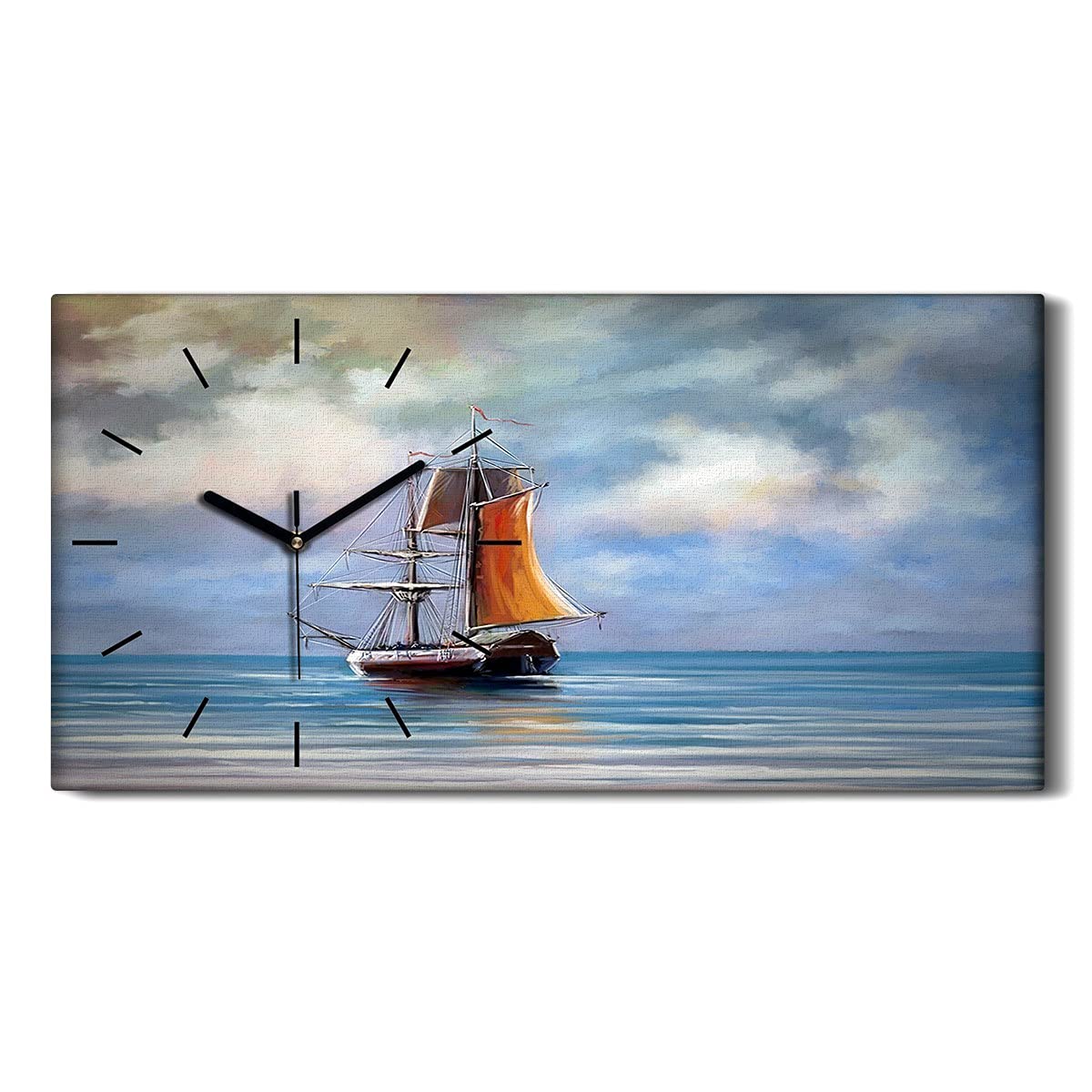 Horloge salon et chambre paysage marin grand tableau sur toile silencieux