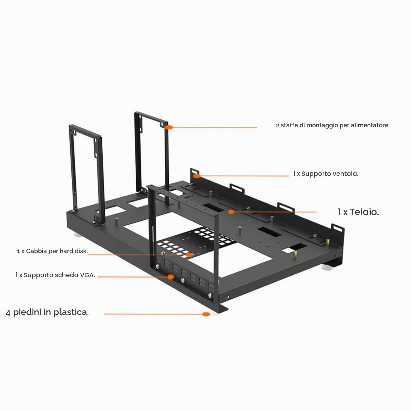Rack per Scheda Madre Aperto ATX per Computer, Chassis per Computer ATX, Custodia per Computer da Gioco Fai-da-Te in Acciaio, Rack per Scheda Madre del Computer ATX M ATX ITX
