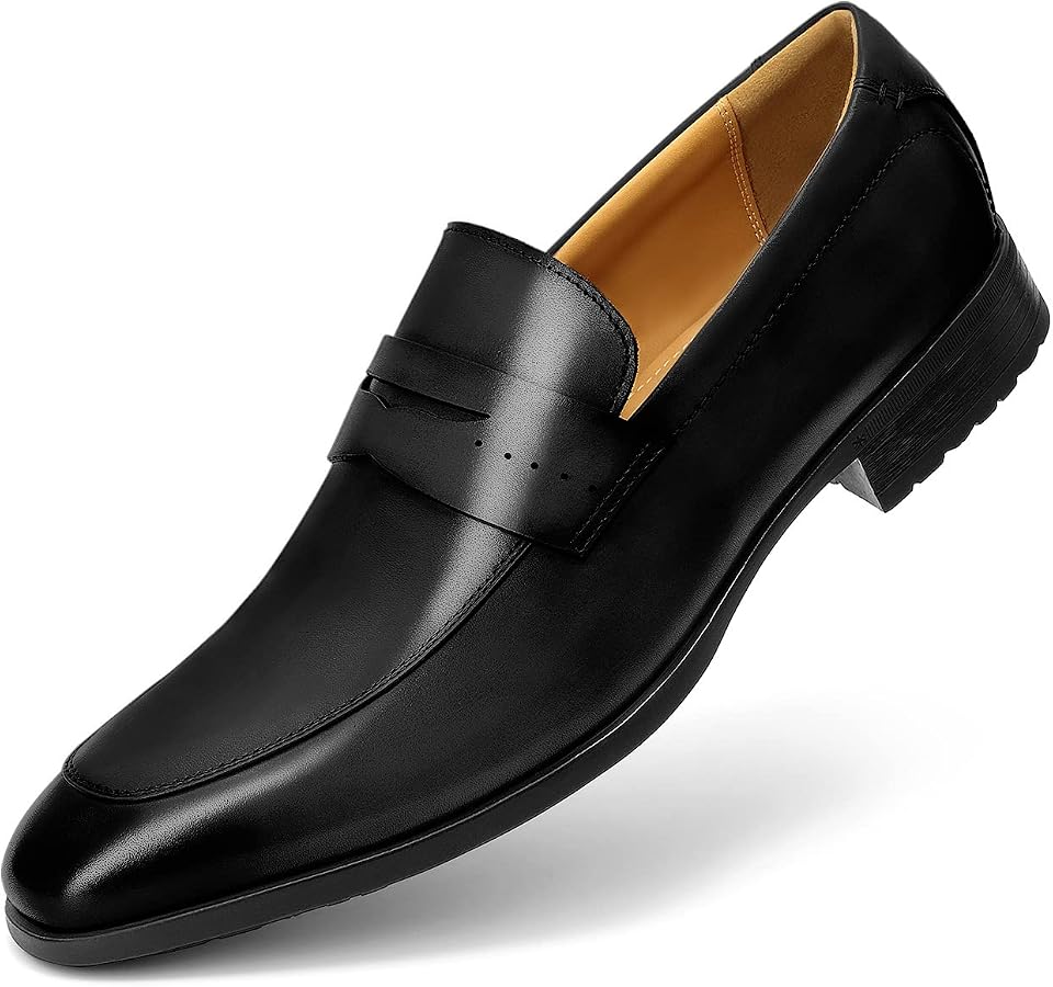 mens slip on leather dress shoes Vintage Young Mens Size 7 Black Leather Slip On Dress Shoes - 50's-60's - NOS
