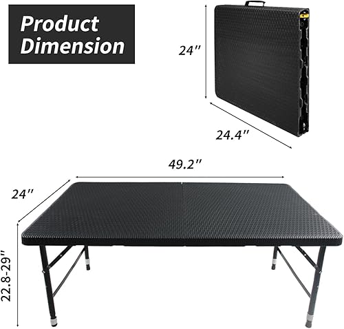 Miniatura 130 de Mesa plegable de plástico portátil de 4 pies/6 pies/8 pies, mesa de comedor de picnic blanca y negra, plegable por la mitad para campamento, fiesta