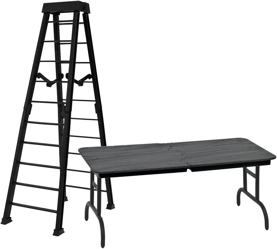 Large 10 Inch Breakable Black Ladder & Black Breakable Table for Wrestling Action Figures