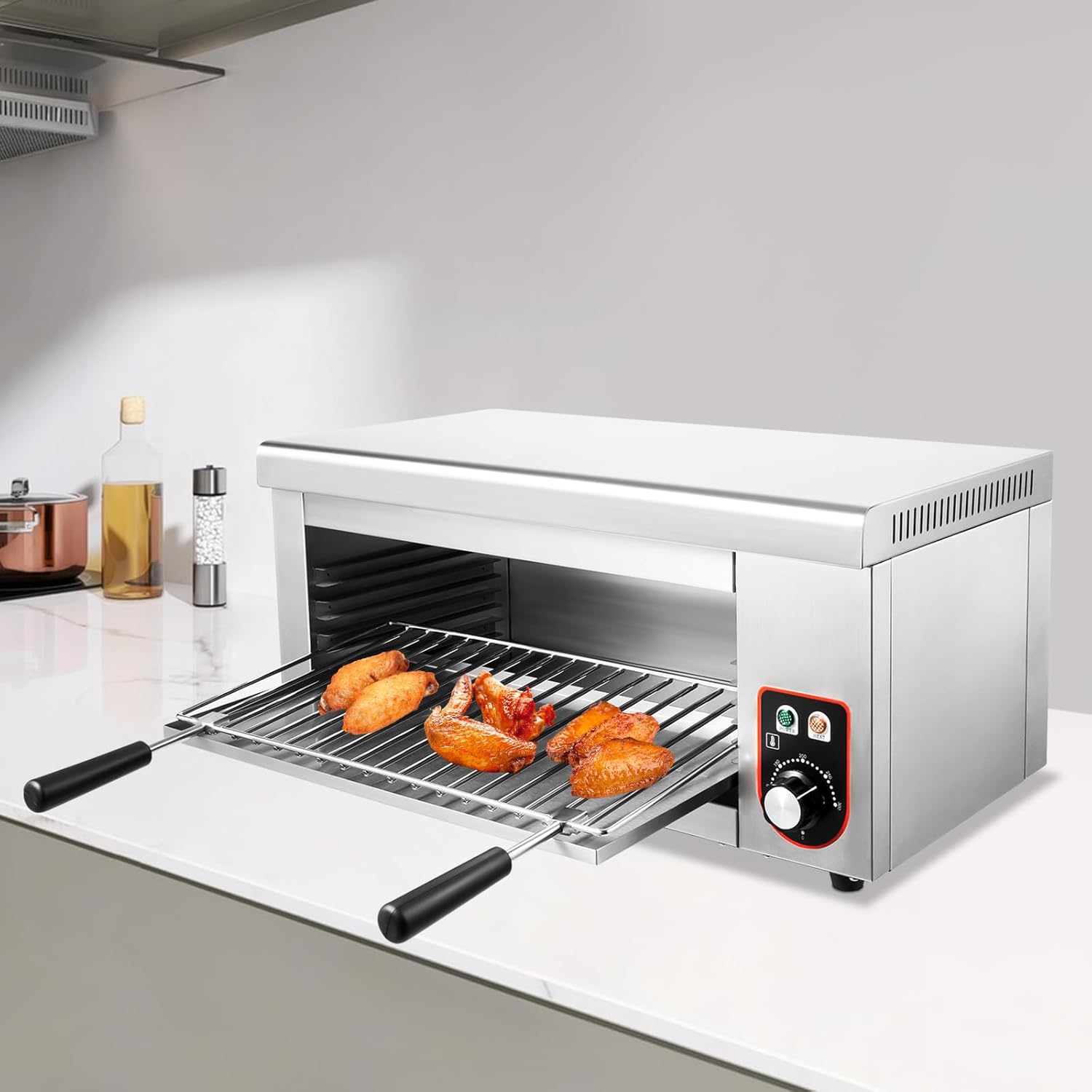 Commercial Salamander Broiler,1500W Cheese Melter Electric Salamander Broiler Restaurant Kitchen BBQ Gril,for Melting Cheese, Grilling Meats
