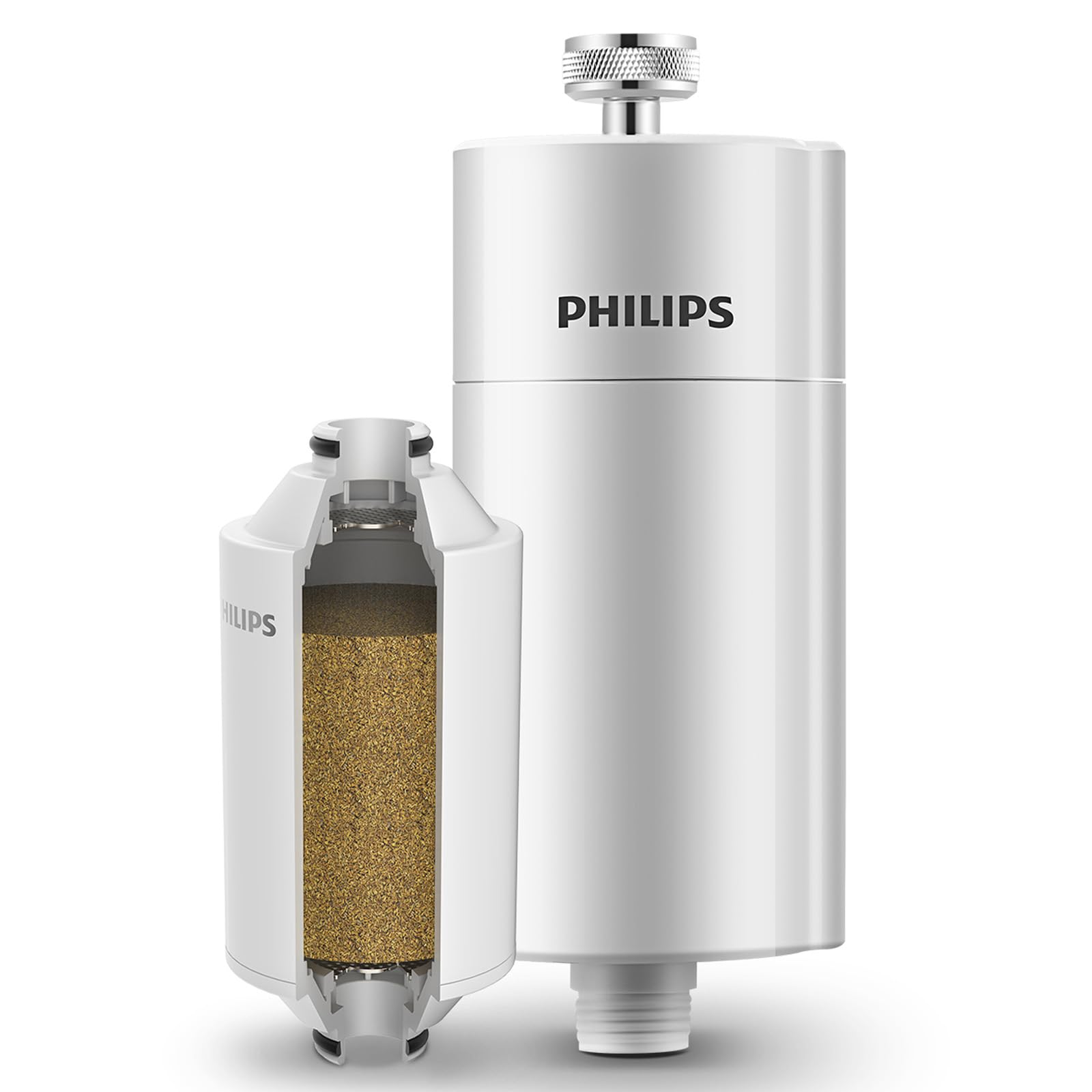 Philips AWP1775 - In-Line Shower Filter - Reduces Chlorine by up to 99 Percent I Easy to Instal I Fits all UK and Eire Shower hoses and taps I White