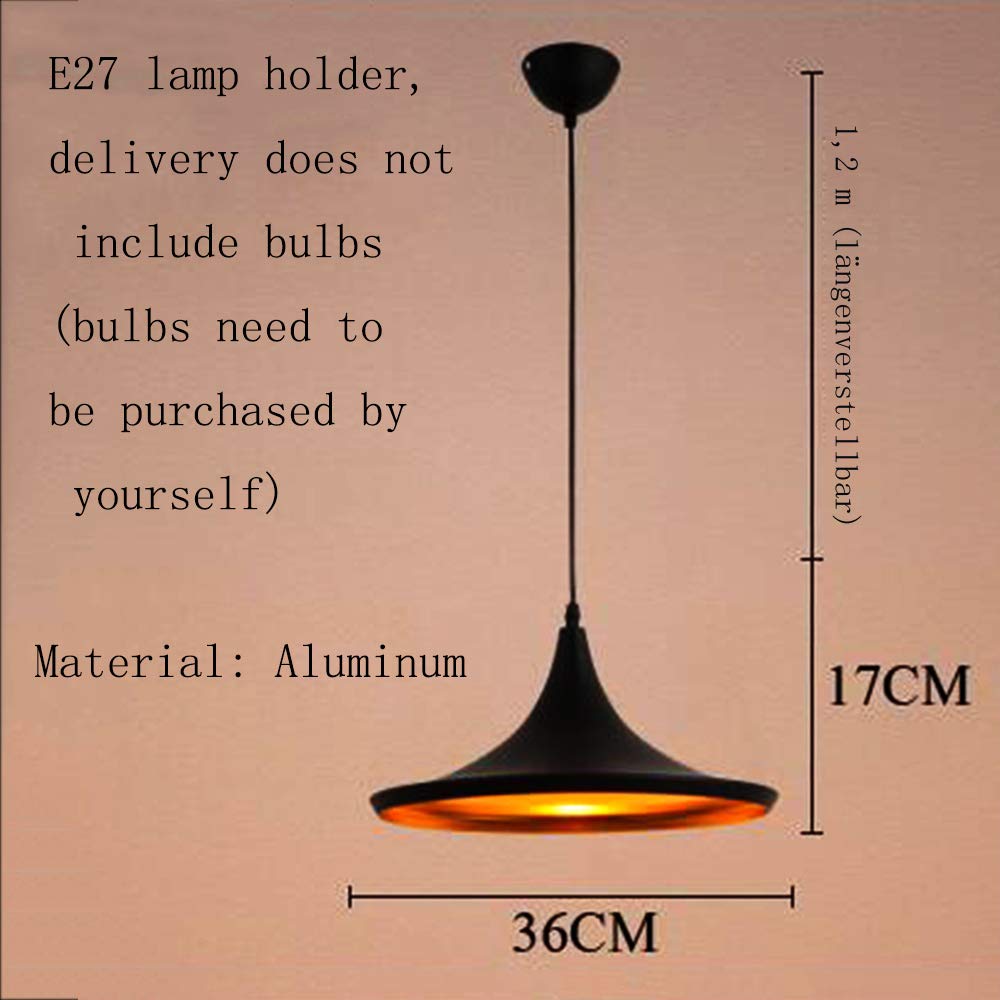 Hängelampe Vintage Industrial Design Schwarz Gold Ø36cm E27 verstellbar Pendelleuchte Esstisch Küche Pendellampe Esszimmer Hotel/Gastronomie Bar wohn-essbereich