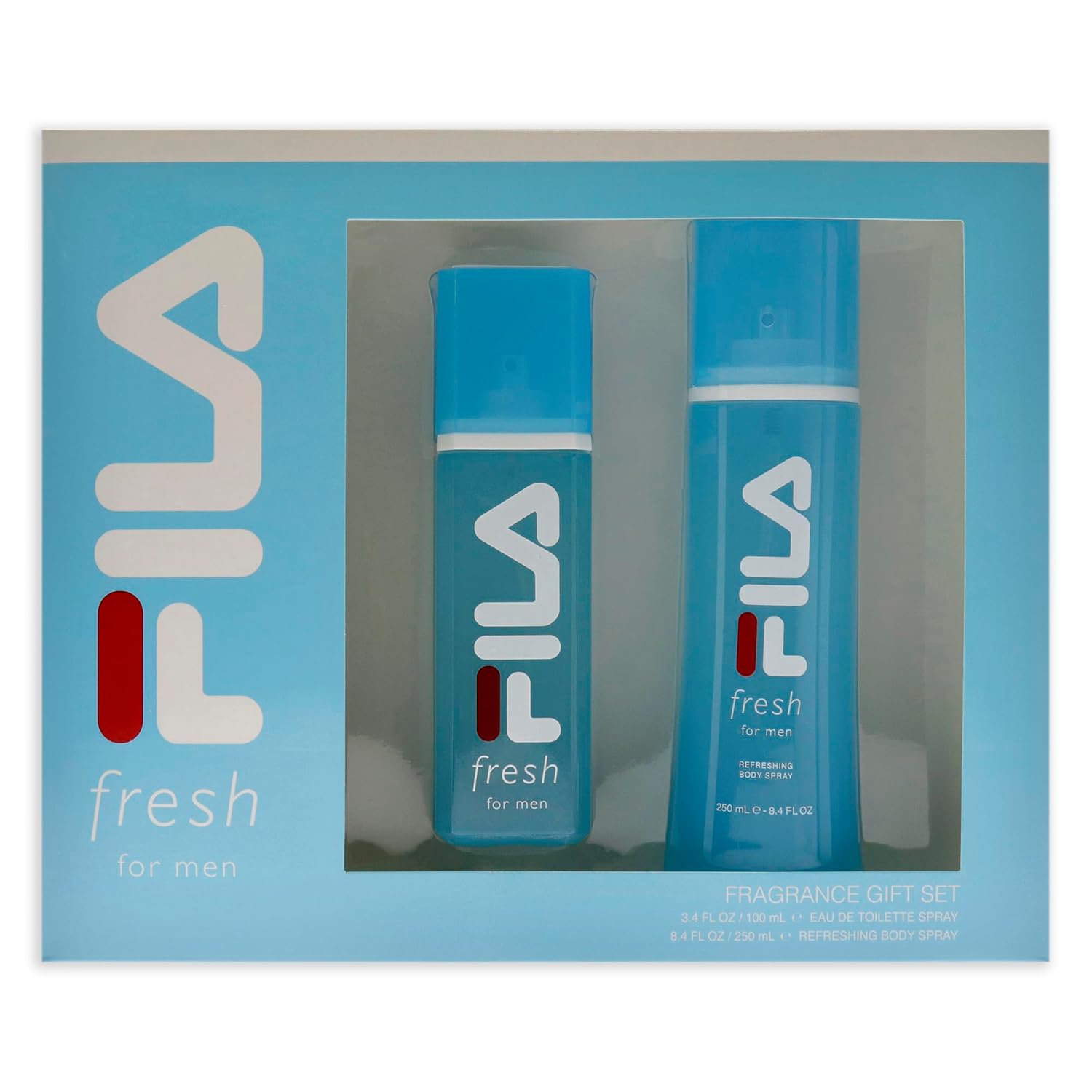 FILA Fresh Gift Set - EDT and Body Spray for Men with Crisp, Aquatic Aroma - Long Lasting and Refreshing Cologne for Men - Day and Night Wear - 2 pc