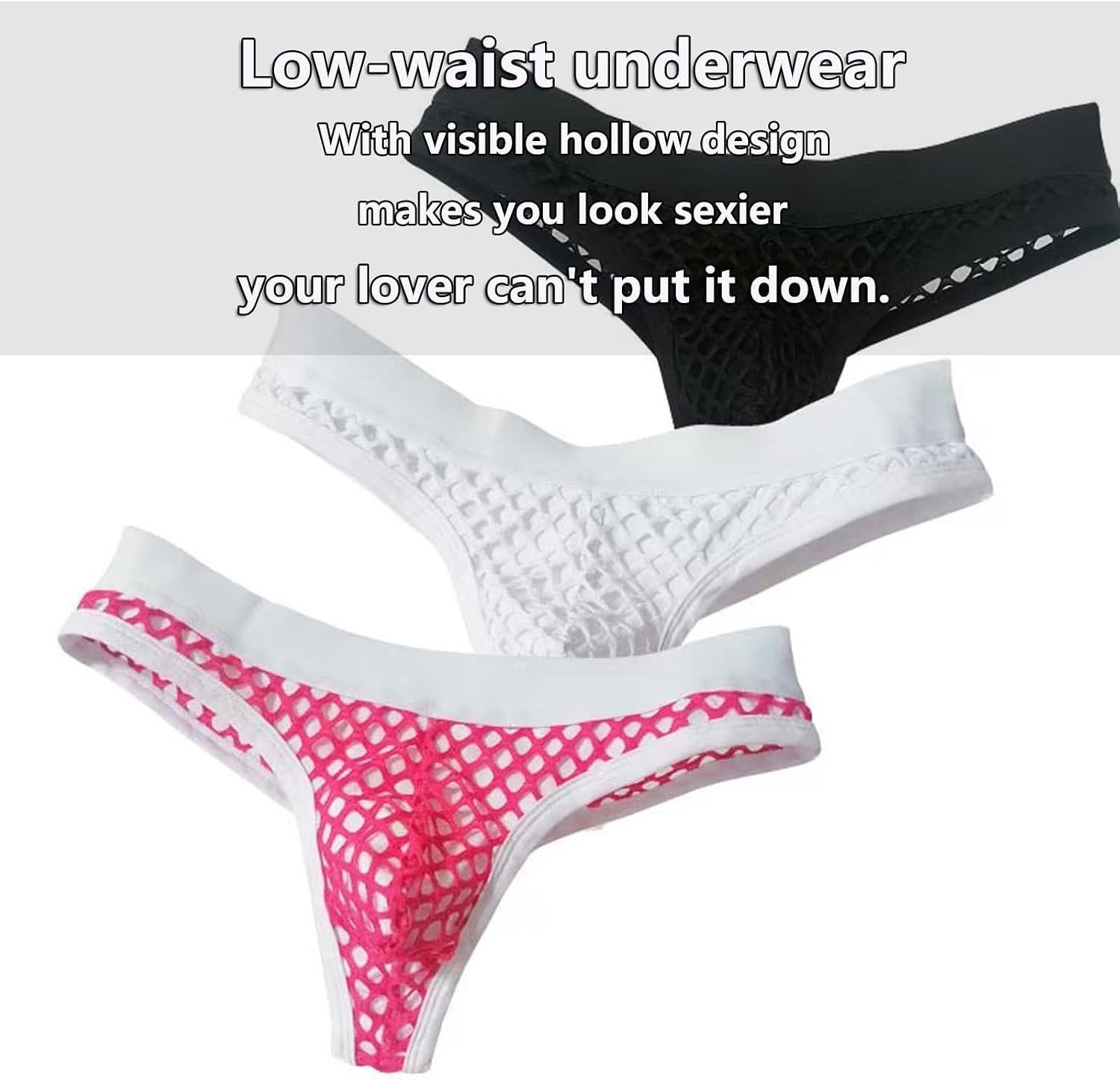 Men's Mesh Thong Sexy Sissy Pink Low Rise Underwear G-String Bikini Bulge Enhancing Ball Pouch T Back Crossdressing Sexy Lingerie Sissy Underpants For Men