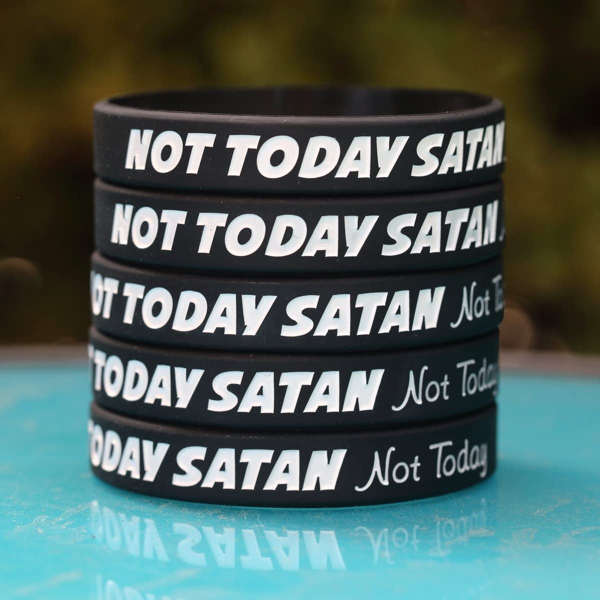2 of Not Today Satan, Not Today Bracelet Wristbands