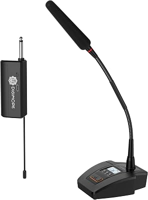 UHF Wireless Gooseneck Microphone System | 24″ Adjustable Desktop Mic | 160 ft Range | 36 Channels | Ideal for Meetings, Lectures & Broadcasting (D-605)