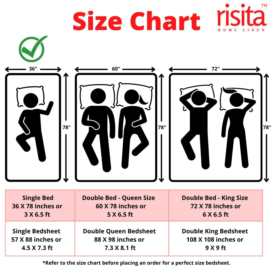 Risita Home Linen 144TC 100% Cotton Printed Single Bedsheet for Kids with 1 Pillow Cover | Ideal for Every Day Use,Animals and Floral Patterns | Print Flat Sheets for Children 3