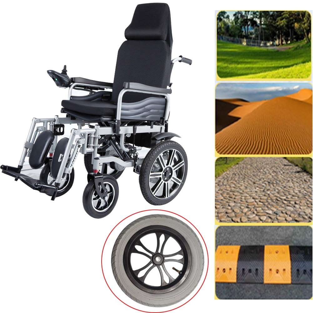 Conjunto de Ruedas Traseras de Repuesto (Par), 310X50-203 Rueda Neumática para Silla de Ruedas Eléctrica,Repuesto de Rueda Trasera de 12 Pulgadas,Gris