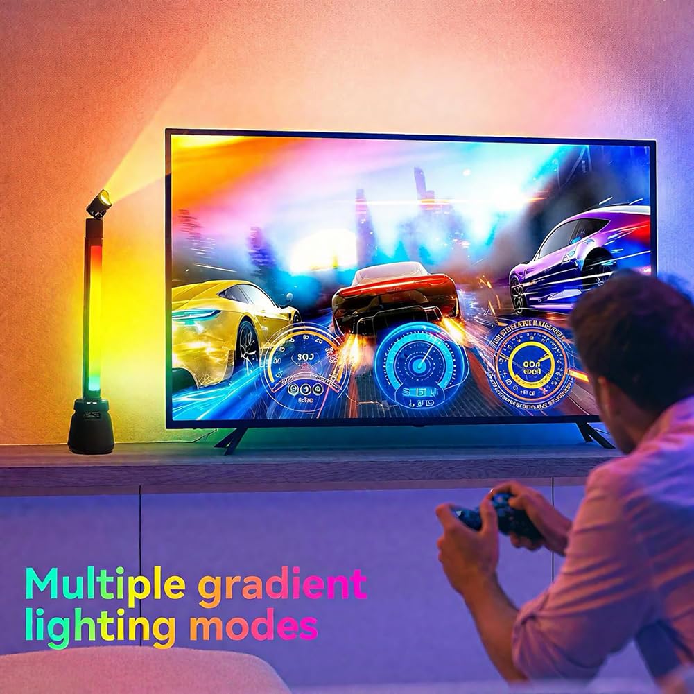 Luce ritmica musicale – RGB Sound Control LED Light Stick, ricarica USB 32 bit pickup suono per il gioco d'atmosfera, barra di illuminazione musicale 48 cm