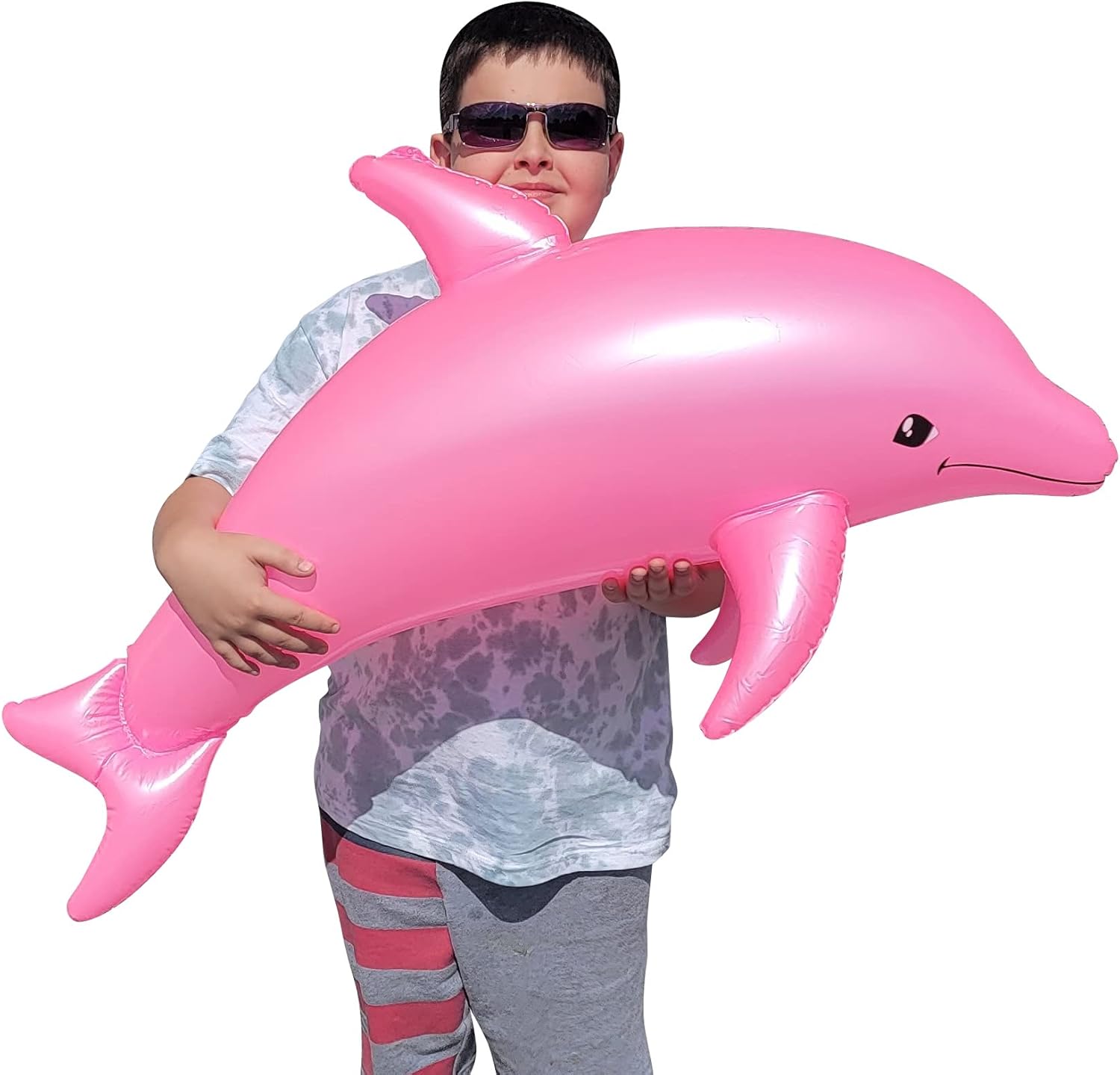 Huge 40" Pearlized Dolphin INFLATE Inflatable Pool Toy Beach Poolside Aquatic Themed Decor Birthday Party Buffet Table Decoration