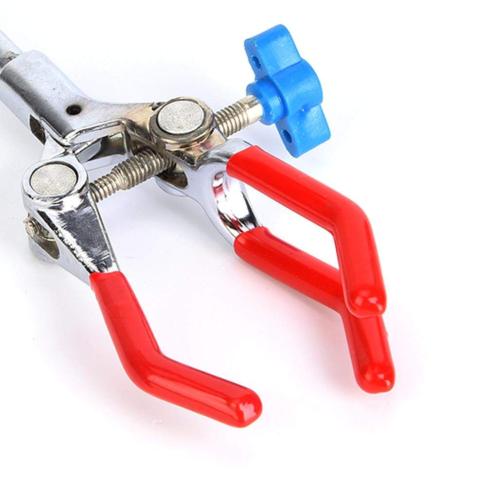 Pince de support de laboratoire d'objet circulaire 0-80mm, Clip de flacon à trois broches, avec manchon antidérapant pour la recherche scientifique de flacon