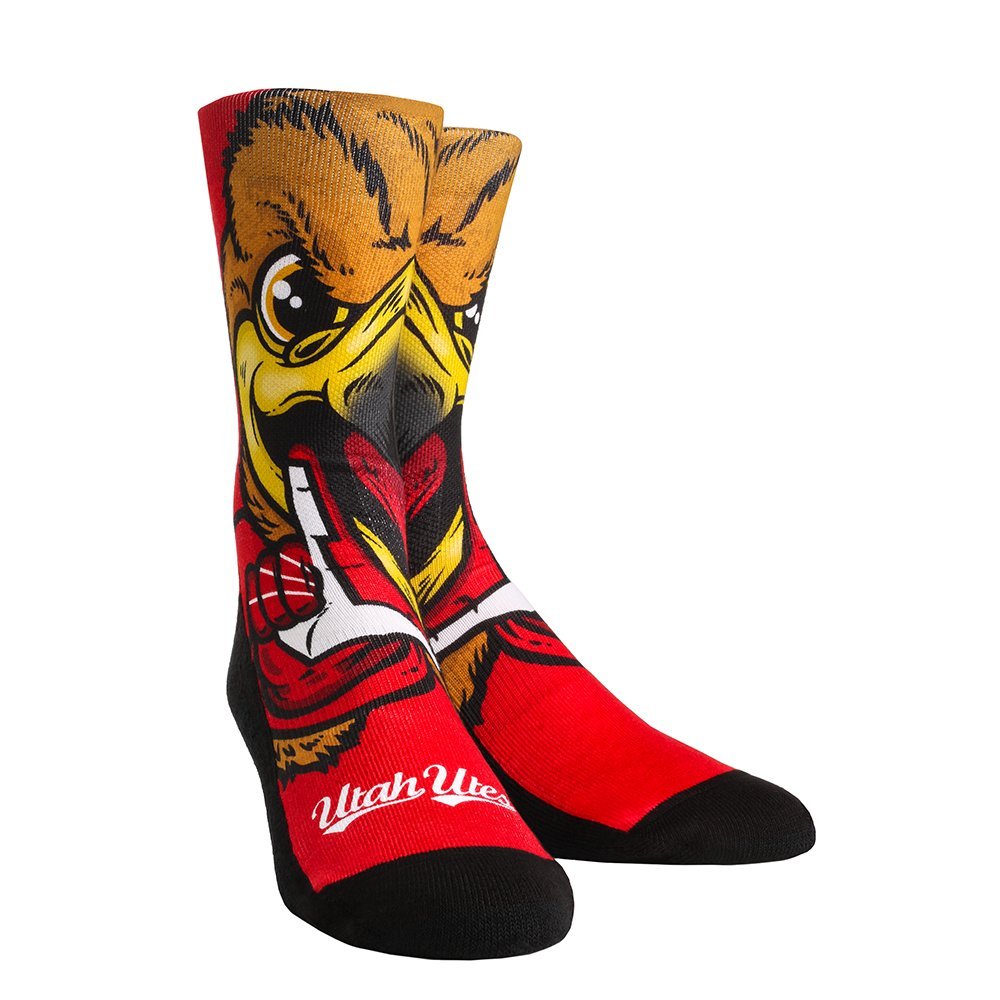 NCAA Utah Utes Swoop Mascot University Custom Athletic Crew Socks, Large/X-Large, Red