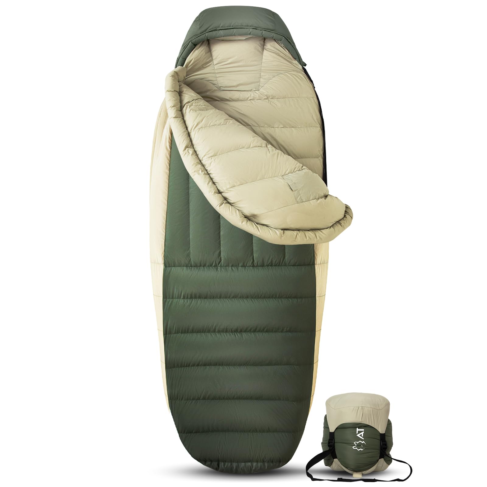 ATEPA Daunenschlafsack, Schlafsack Winter Mumienschlafsack für Erwachsene, Daunen Schlafsack XXL breit für Outdoor, Camping, Trekking und Reisen