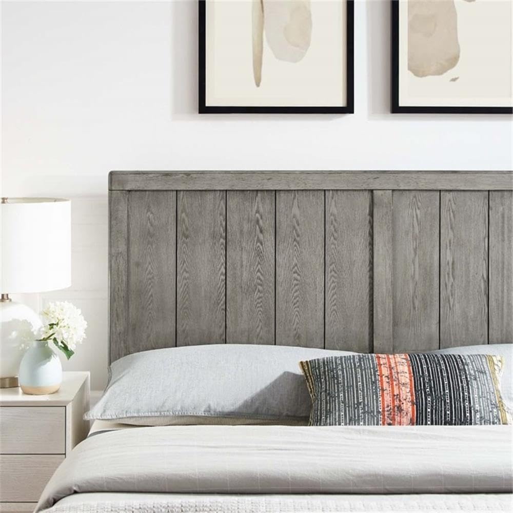 Pemberly Row Twin Rubberwood and MDF Headboard, Gray Finish, Modern Style with Panel Detail, 22.5"H x 38"W, Compatible with Billie and Margo Bed Frames, Durable Design for Guest Bedroom or Kid's Room