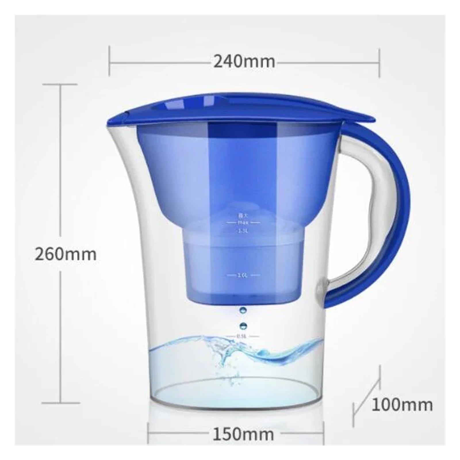 Jarra purificadora de agua 2,5 litros con filtro cuatro capas, ideal for oficina y hogar. Tipo universal