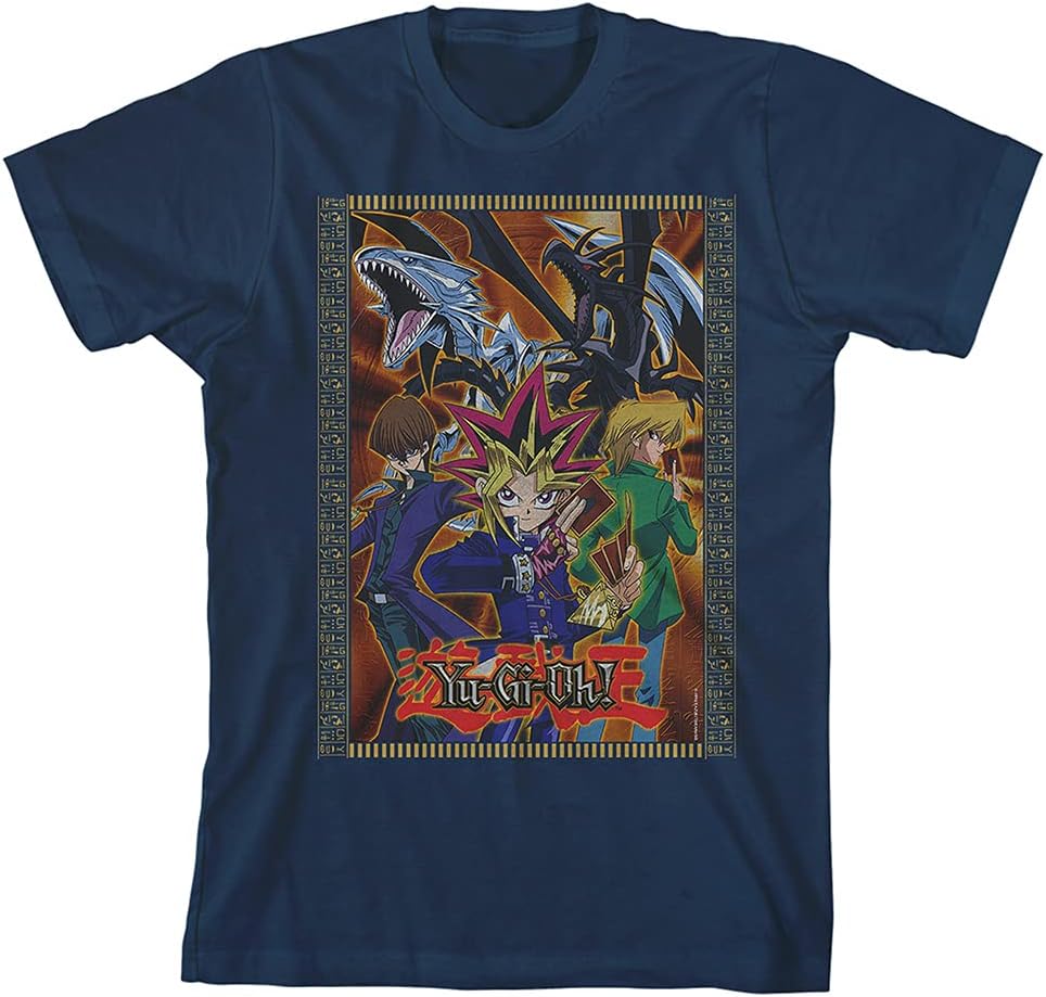 Yu-Gi-Oh Main Characters Youth Navy Blue Graphic Tee