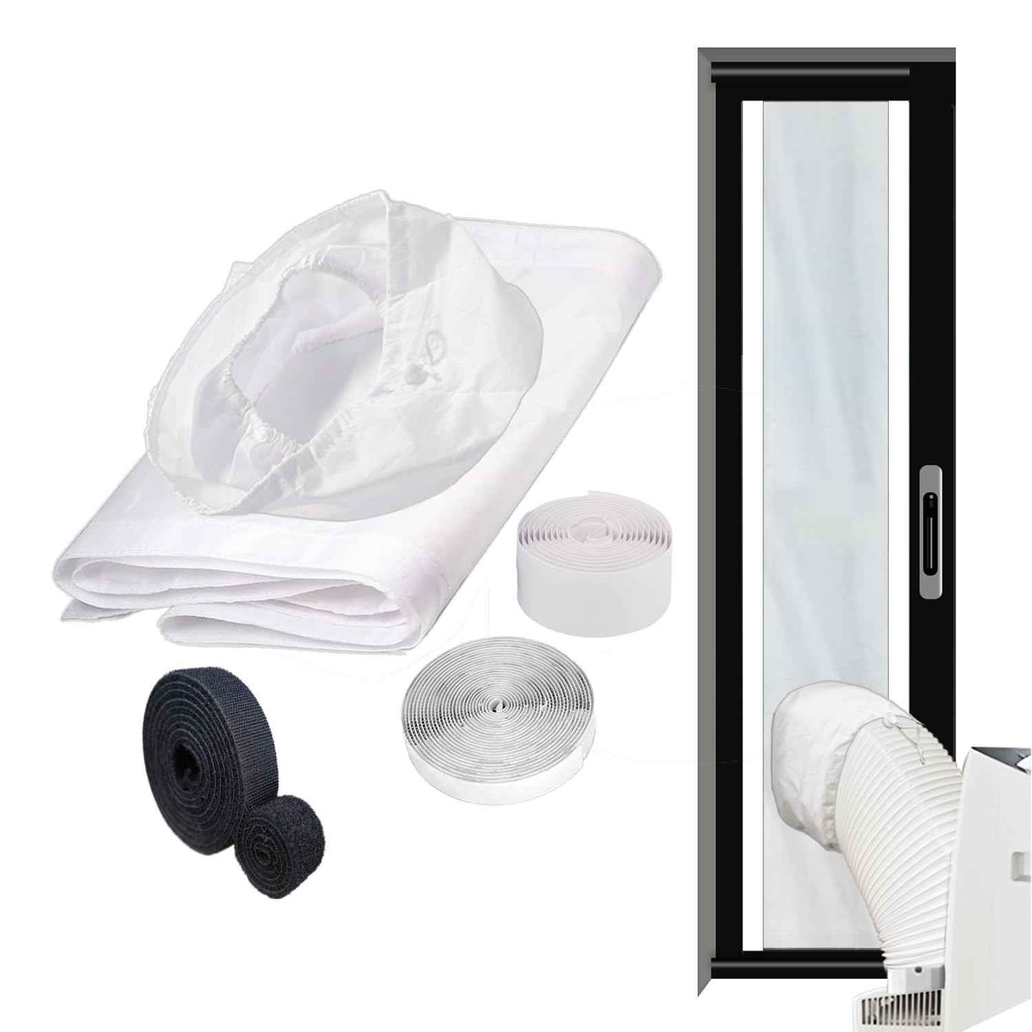 Kit de sellado de puerta corredera portátil para aire acondicionado inversor compatible con Midea Etc Inverter AC 14000 BTU diseñado para manguera en manguera, kit de ventilación portátil de puerta