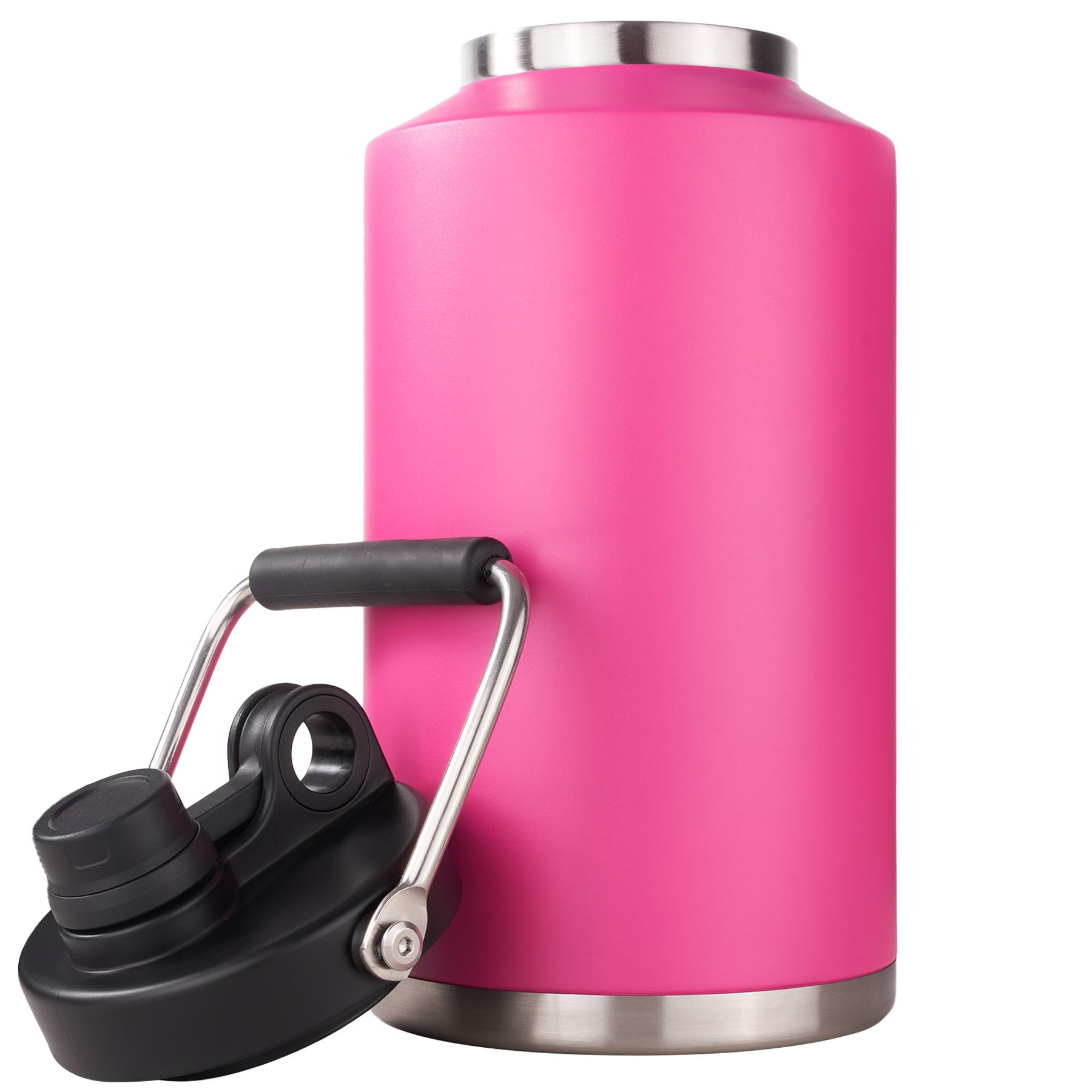 KerilynInsulated Gallon Jug with Handle, One Gallon, 128oz Stainless Steel, Large Double Vacuum Water Bottle for Hot & Cold Drinks, Wide Mouth, Sweat Proof, Great for Travel, Camping, Pink
