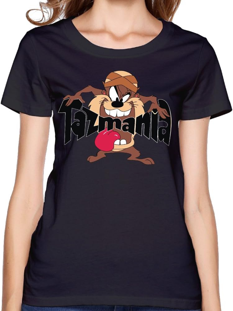 Women Taz-Mania Hugh Tazmanian Devil Dog The Turtle Short Sleeve Tshirt Sexy Slim 100% Slub Cotton
