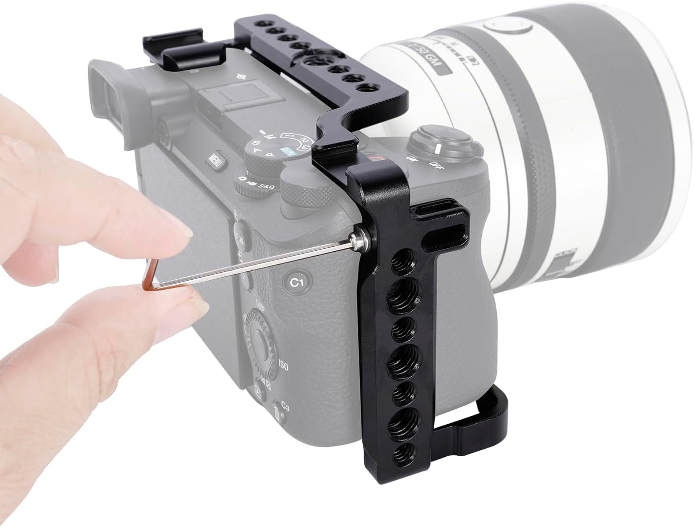 NICEYRIG Cage for Sony Alpha A6700 Mirrorless Camera, with QD Hole, NATO Rails and Cold Shoe Mounts - 567