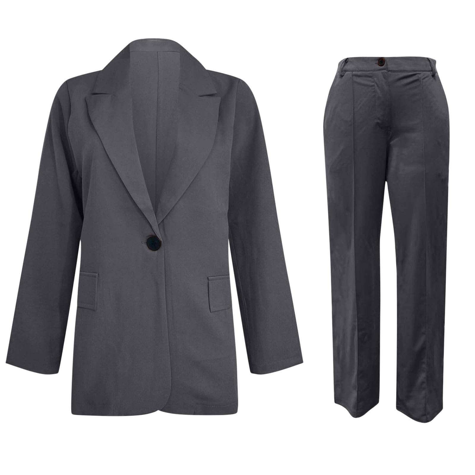 Generisch Traje de pantalón para mujer, elegante, traje de negocios, juego de 2 piezas, corte ajustado, pantalones blazer, ropa informal, deportivo, informal, informal, informal, con solapa, chaqueta