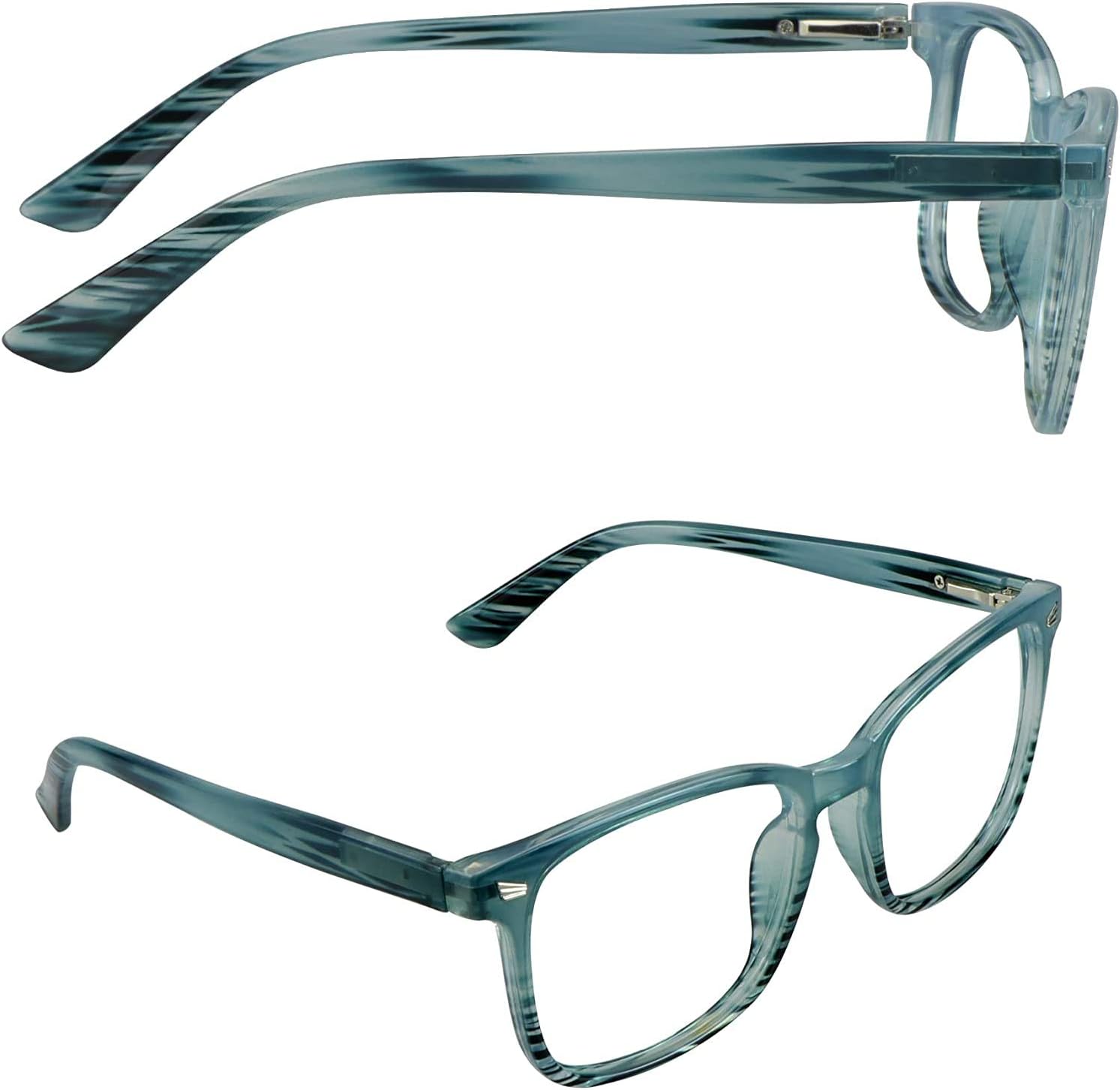 Vintage Square Progressive Multifocal Presbyopic Glasses, Photochromic Gray Sunglasses for Men Women Readers (Slate Blue,+0.00/+2.50 Magnification)
