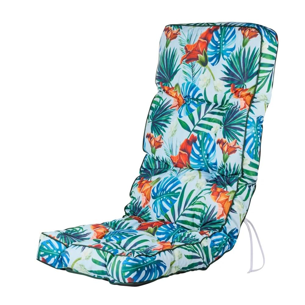 Alfresia Recliner Replacement Cushion – Garden Recliner Chair Cushion, Classic Style, Tightly Packed Crumb Foam Filling, Use Chairs and Outdoor Furniture (Blue Tropical)