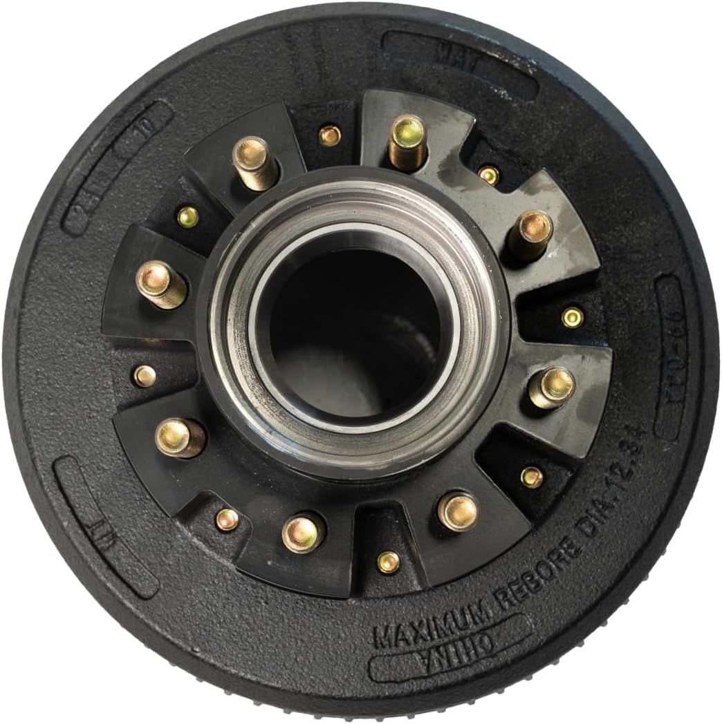 Trailer SUPPLIES-10K General Duty Hub & Drum Assembly – 8 on 6.5", 5/8" Studs – Fits Dexter 9000–10,000lb Axles Manufactured Before July 2009 – 12-1/4" x 3-3/8" Drum