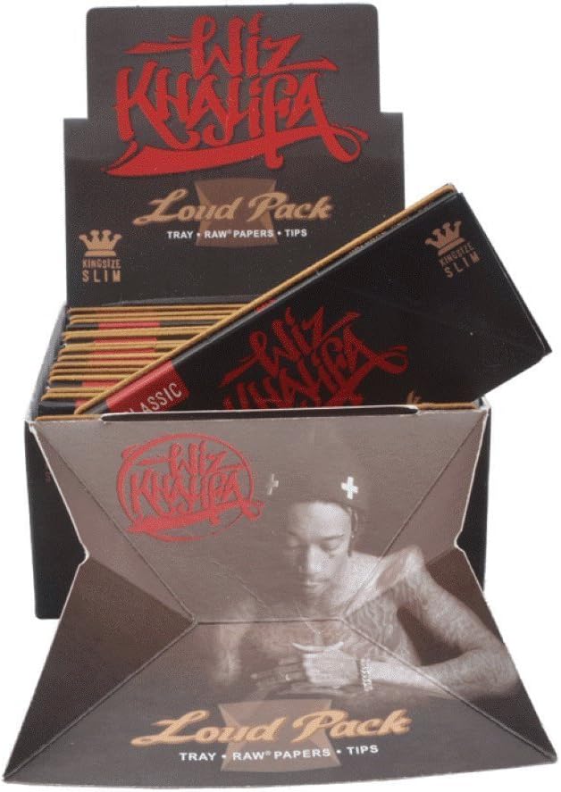 Wiz Khalifa Artesano Style Loud Pack King Size RAW Classic Rolling Papers + Tips + Tray 1 Booklet by Trendz