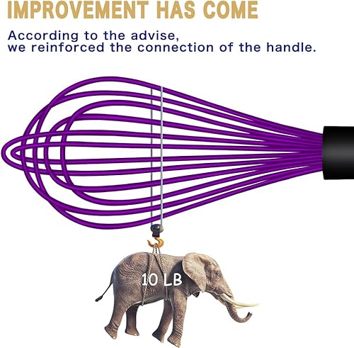 Miniatura 4 de OYV Batidor de silicona apto para lavavajillas, diseño sellado impermeable, juego de 3, batidores de cocina profesionales para cocinar antiarañazos,