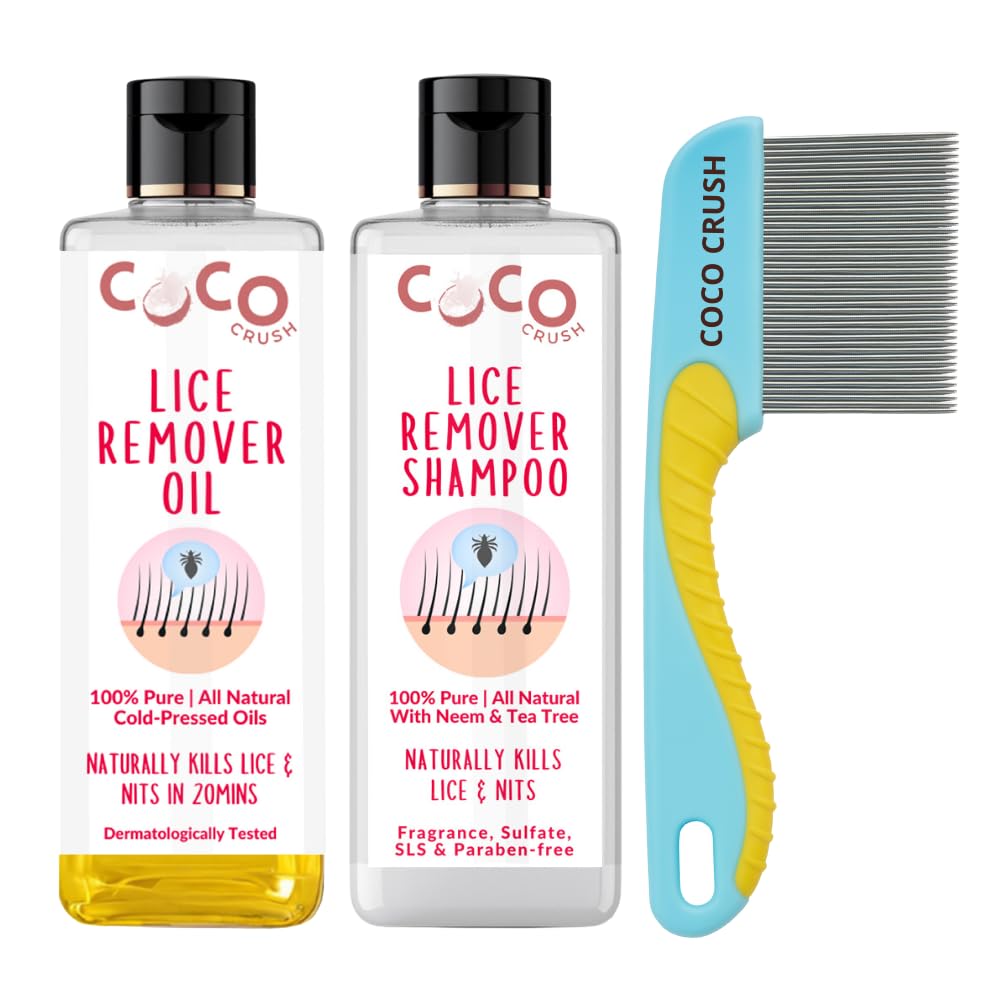 Coco Crush 100% Natural Lice Treatment Kit | Ayurvedic Lice Oil, Anti-Lice Shampoo & Long Handle Comb | Safe, Chemical-Free & Effective Lice & Nit Removal for Kids & Adults | Herbal Complete Head Lice Care (100ml(2x50ml) + Comb)-image-15
