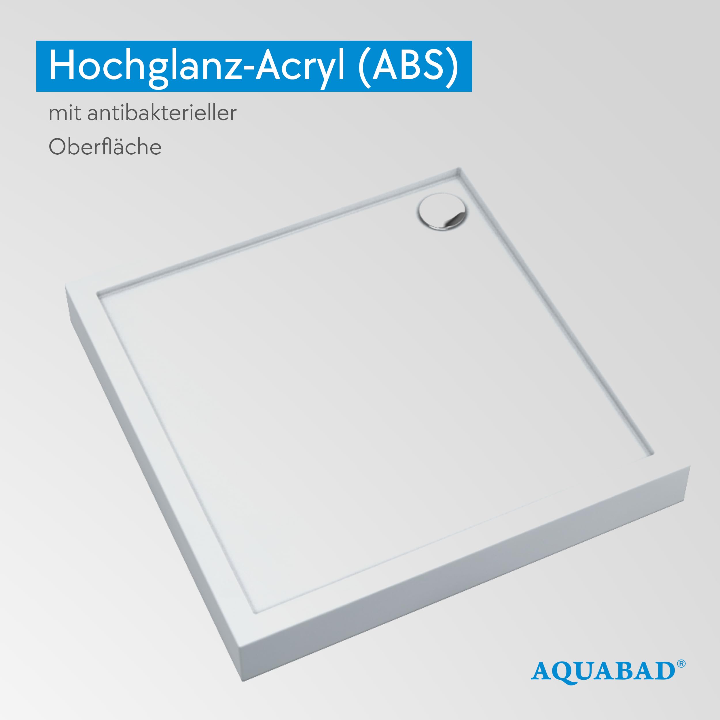AQUABAD Duschwanne/Duschtasse | Ultima mit LeakProtect Technologie Smooth White 90x90cm Quadrat