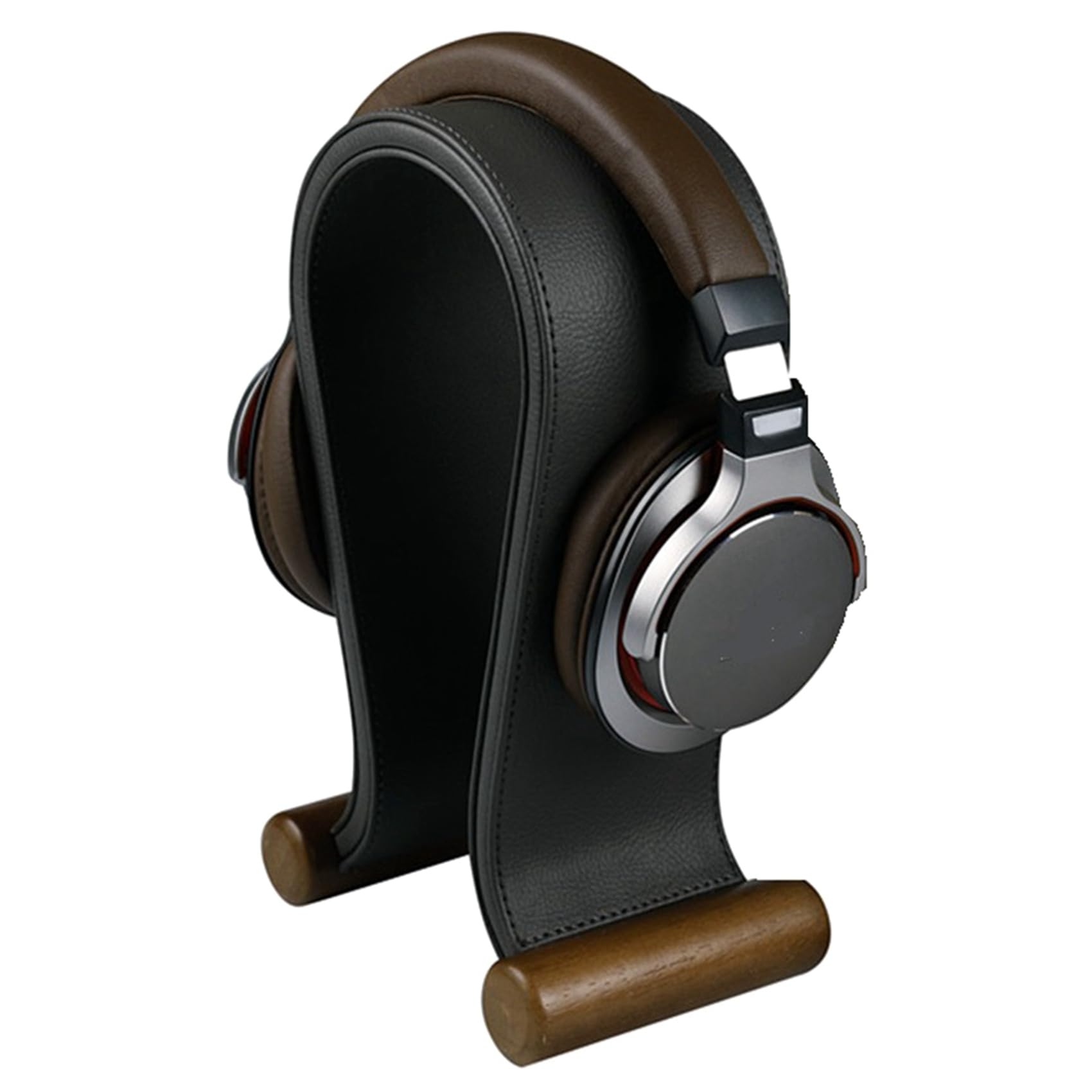 2X Supporto per Cuffie in Pelle A Forma di U Supporto da Tavolo Espositore per Cuffie per PC Gaming Auricolari Mensola Appendiabiti, Nero