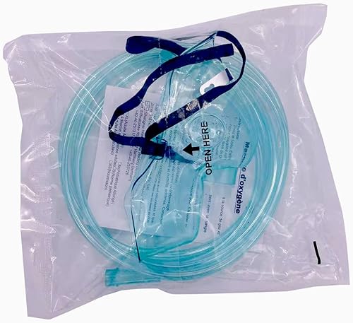 Miniatura 9 de Paquete de 4 máscaras de oxígeno estándar de Europa para adultos con tubo de 6.6 pies y correa elástica ajustable, talla L