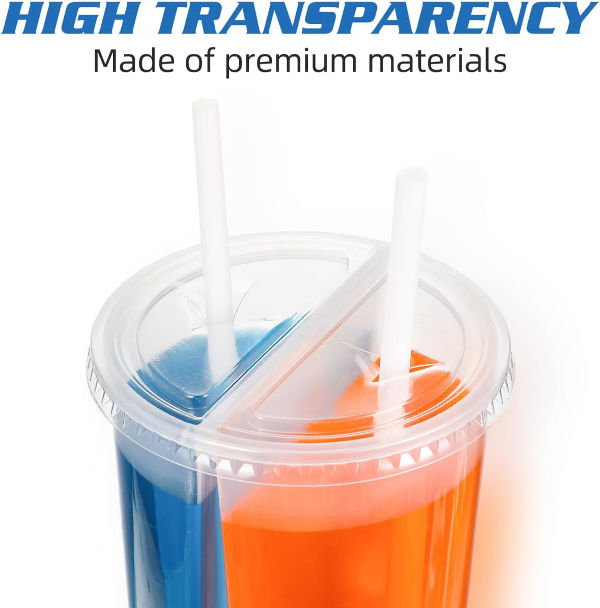 Angoily Split Cups for Drinks, 20Pcs Heart Shaped Cups with Lids, Double Grid Disposable Couple Thickened Plastic Sharing for Hot and Cold Drinks Clear Split Design for Friends Family Gatherings - Image 5