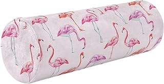 JJoias Flamingo-Pink-Pattern Cervical Neck Pillow Roll Memory Foam Support Pillows Round Neck Roll Pillow with Removable Cover for Neck Relief, Head, Neck, Back, and Legs