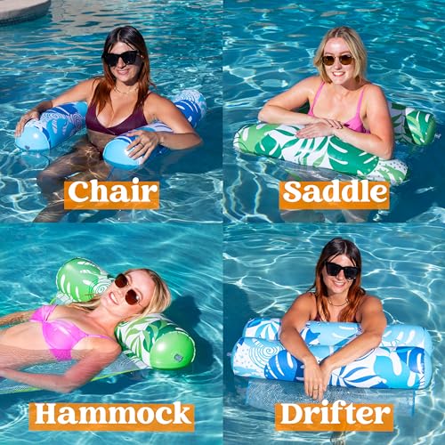 image for Sloosh 2 Packs Hammock Pool Floats Adults, 4-in-1 Multi-Purpose Inflat