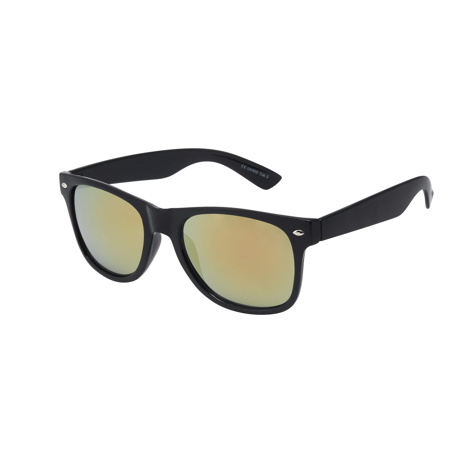 ASVP Shop® Mens Womens Classic Mirror Sunglasses Vintage Retro (Black/Pink Mirror)