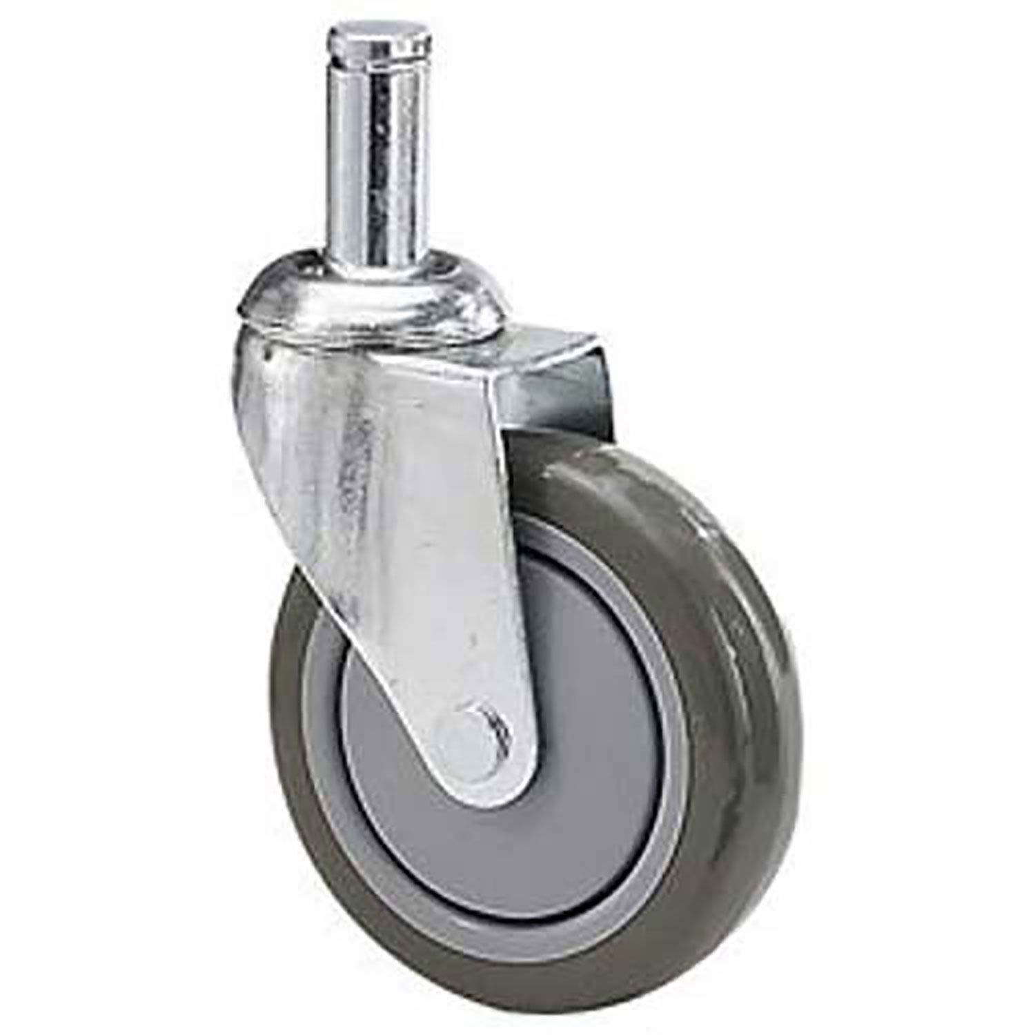 5A Casters For Super Erecta Shelving - 5" Resilient Rubber Swivel Caster With Brake And Bumper by METRO – Rubber, Zinc Plated, Model 5MB-NB