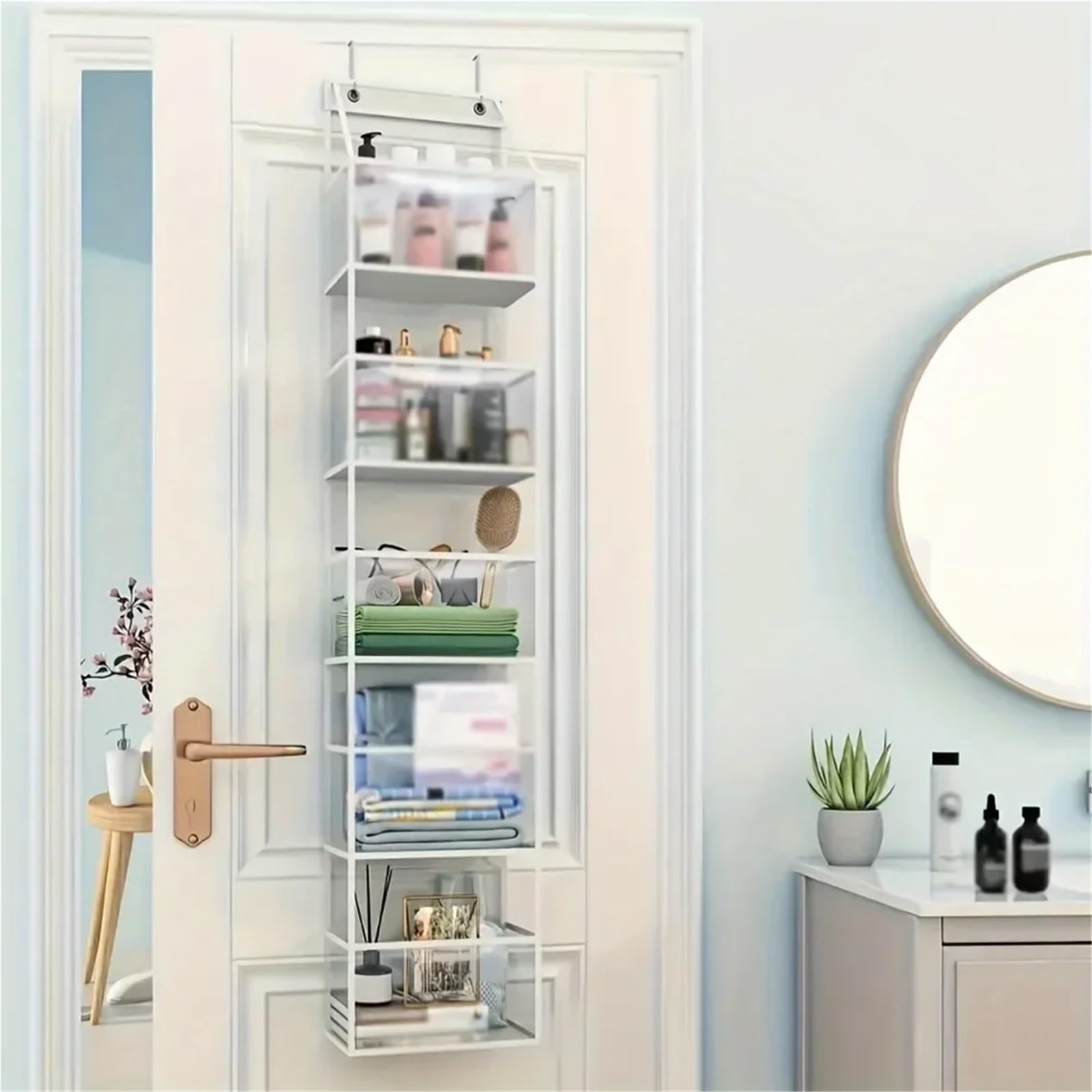 Hängeregal Wall Hanging Wardrobe Hanging Finishing Bags Transparent Hanging Organizers for Doors Underwear Socks Clothes Storage Organizer Für Schlafzimmer(White,Large)